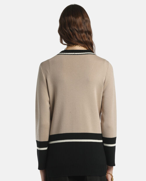 Beżowo-czarny kardigan Marinetta - Image #1