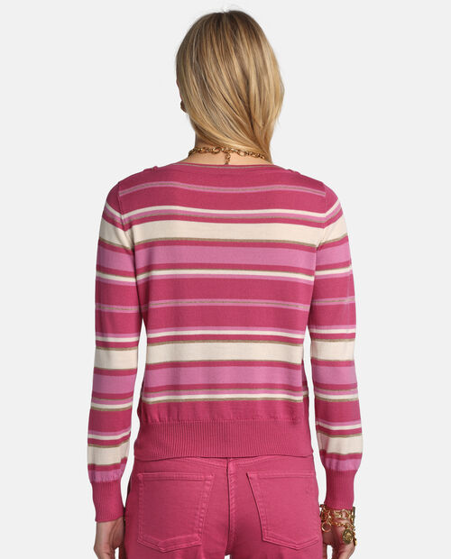 Różowy sweter w paski Minorenne