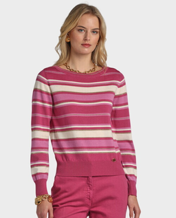 Różowy sweter w paski Minorenne - Image #0