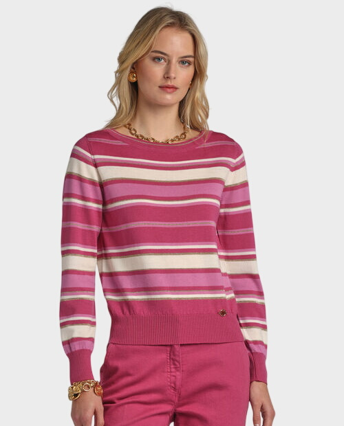 Różowy sweter w paski Minorenne