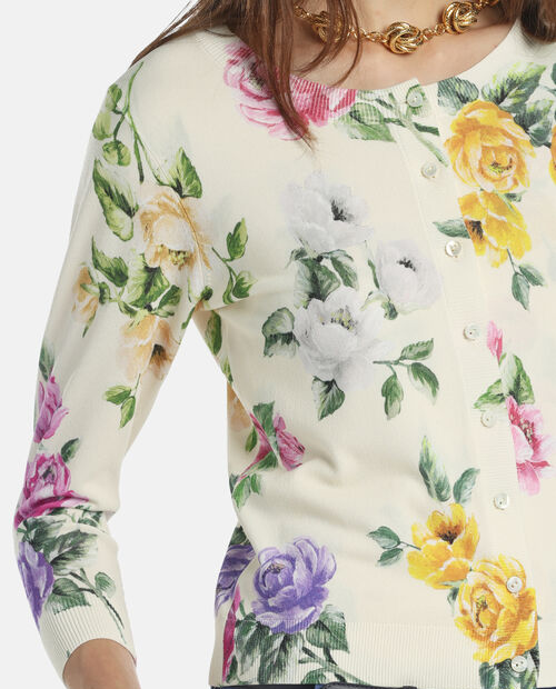Kremowy kardigan w kwiaty Contesto - Image #3