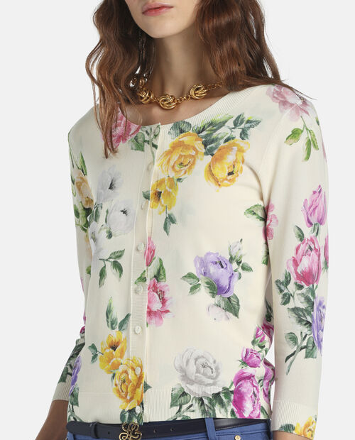 Kremowy kardigan w kwiaty Contesto - Image #4