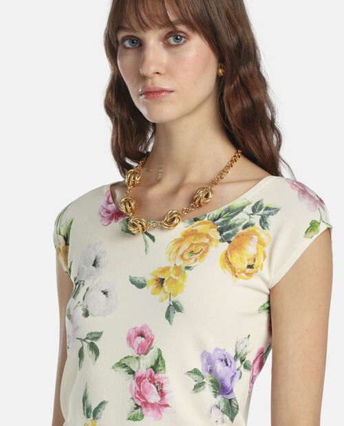 Kremowy top w kwiaty Contigia - Image #2