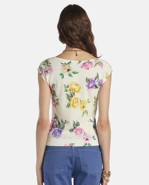 Kremowy top w kwiaty Contigia - Image #1