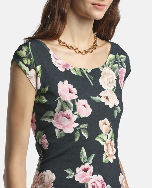 Czarny top w kwiaty Contigia - Image #2