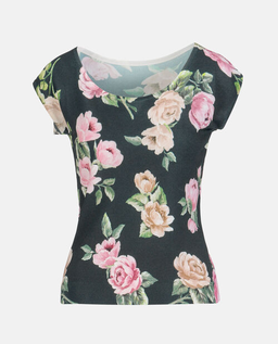 Czarny top w kwiaty Contigia - Image #4