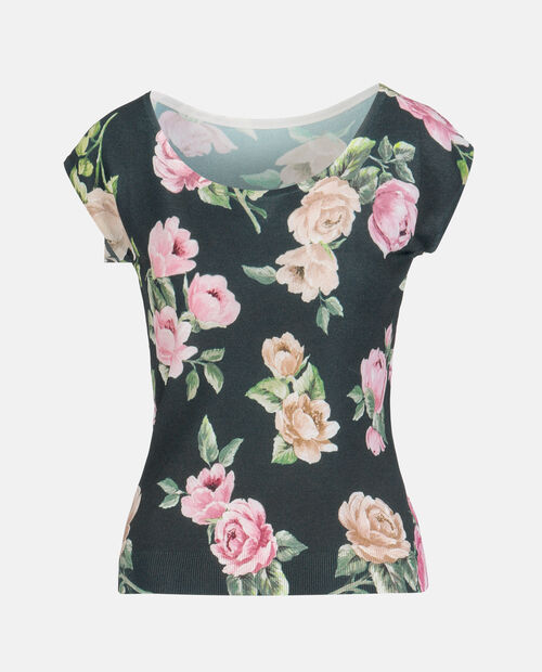 Czarny top w kwiaty Contigia - Image #4