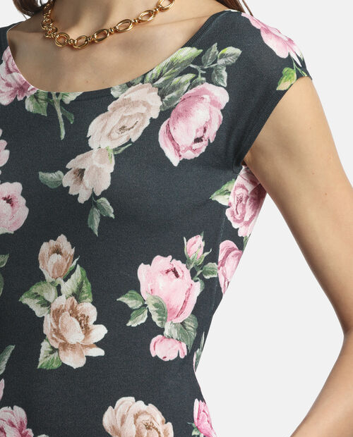 Czarny top w kwiaty Contigia - Image #5