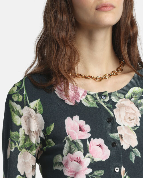 Czarny kardigan w kwiaty Contesto - Image #3
