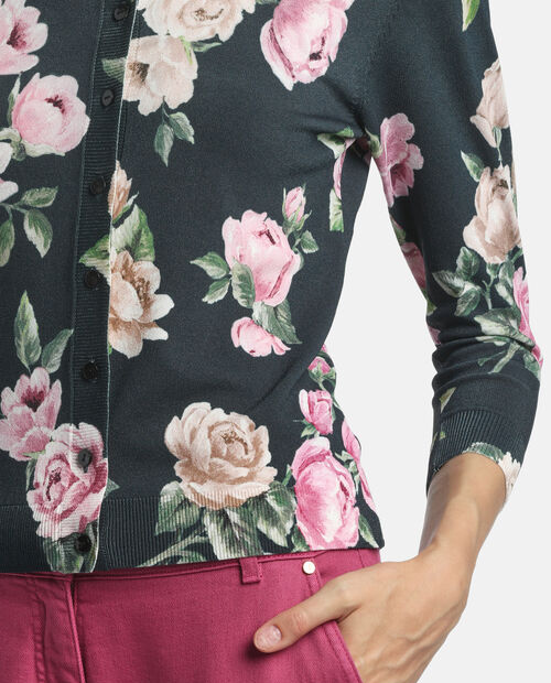 Czarny kardigan w kwiaty Contesto - Image #4