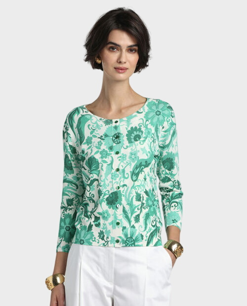 Kardigan w zielone kwiaty Coperta