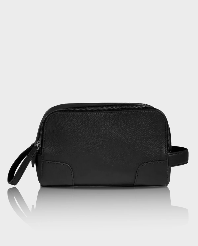 Czarna skórzana kosmetyczka