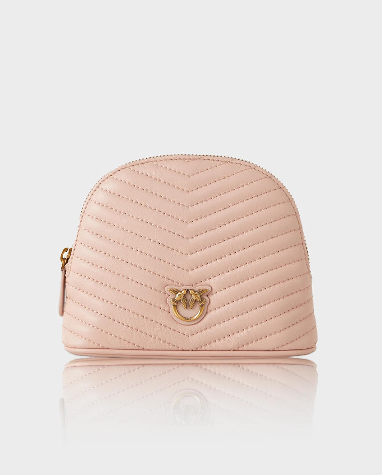 Różowa pikowana kosmetyczka Trousse