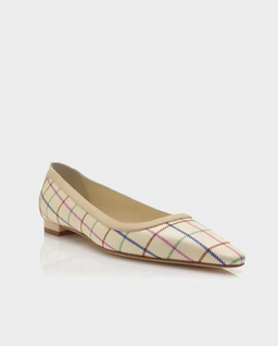 Kremowe baleriny w kratę Filotas 10 - Image #1