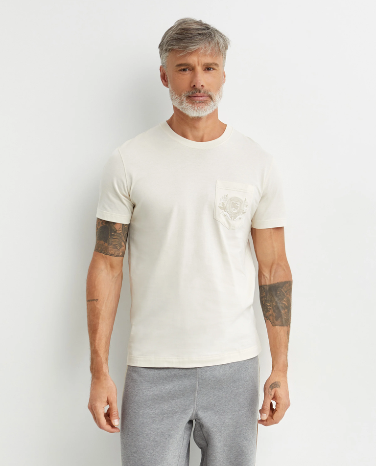 Kremowa bawełniana koszulka z logo