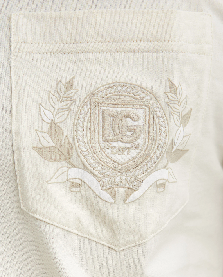 Kremowa bawełniana koszulka z logo - Image #4