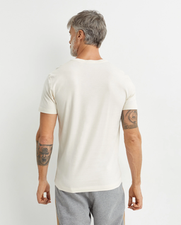 Kremowa bawełniana koszulka z logo - Image #3