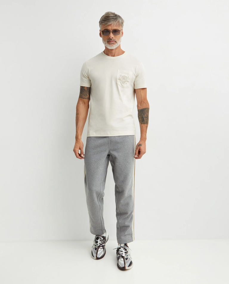 Kremowa bawełniana koszulka z logo - Image #2