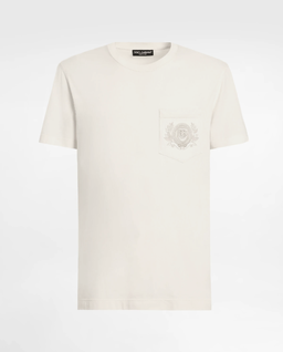 Kremowa bawełniana koszulka z logo - Image #1