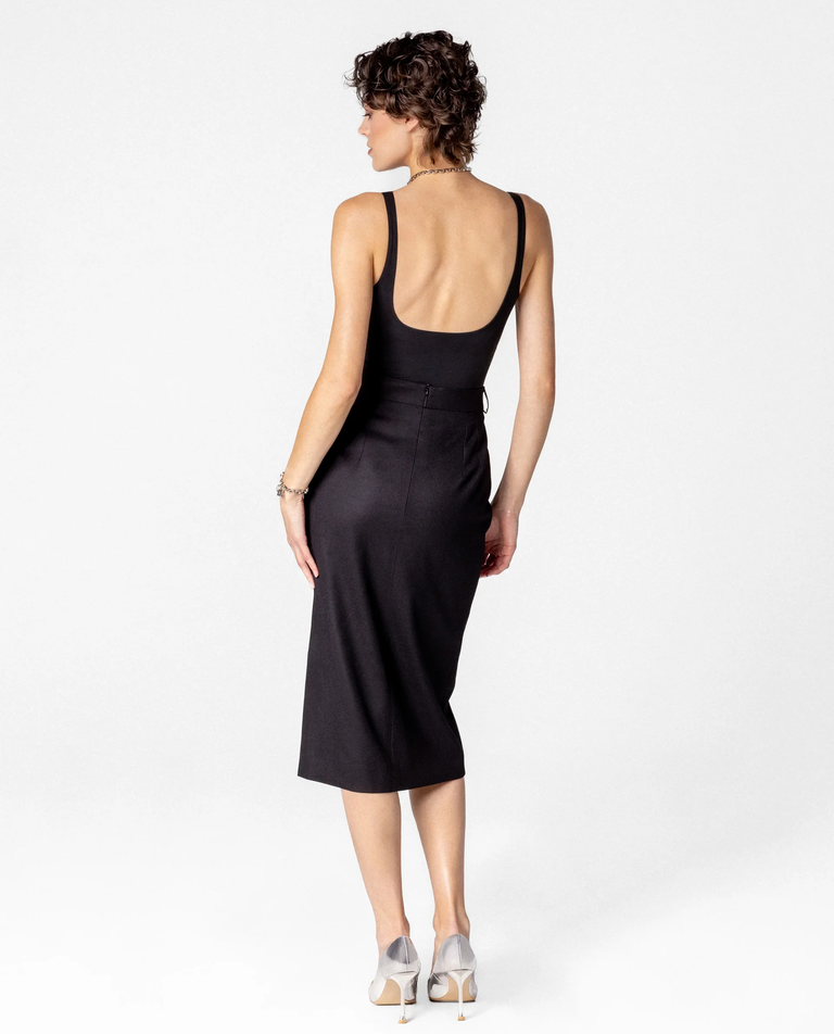 Czarna wełniana spódnica z rozcięciem - Image #2