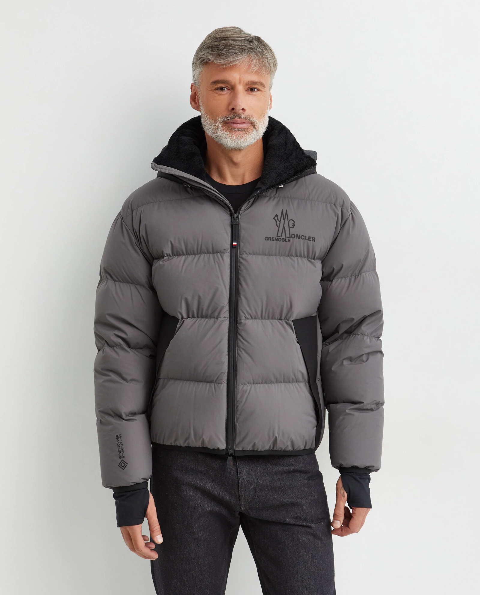 Szara pikowana kurtka z logo - Image #0