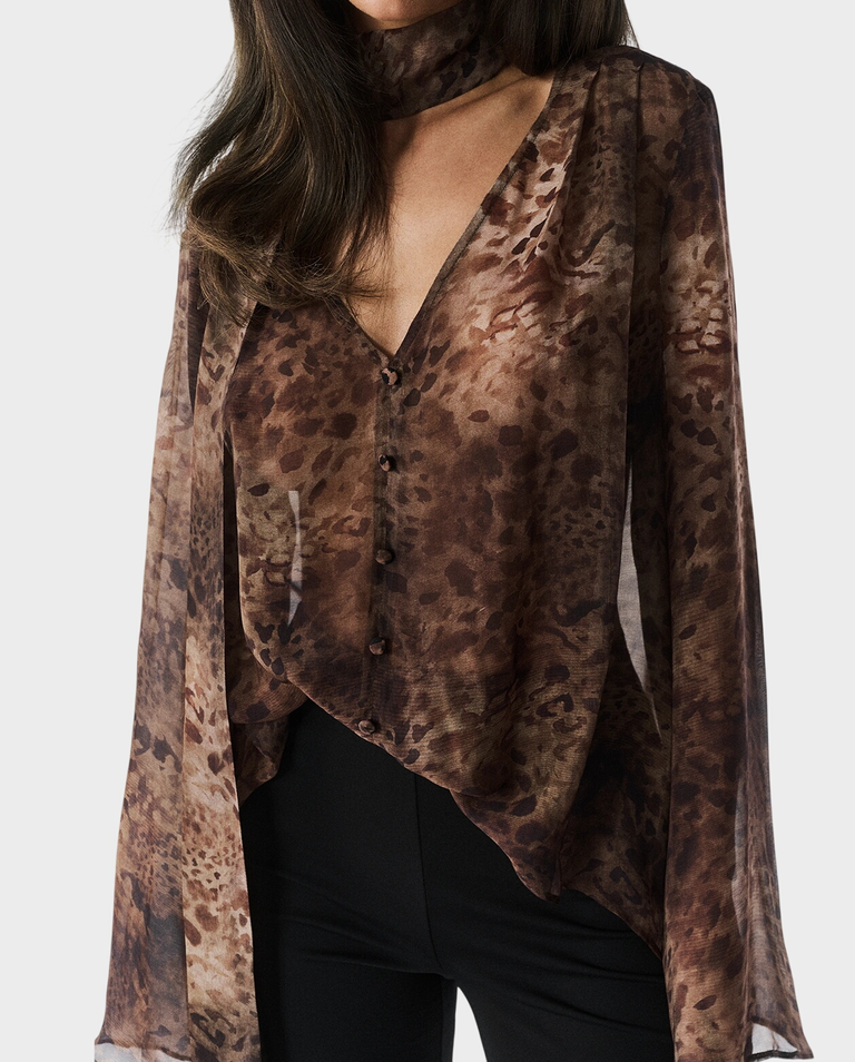 Koszula z wiskozy i jedwabiu Aude Leopard - Image #2