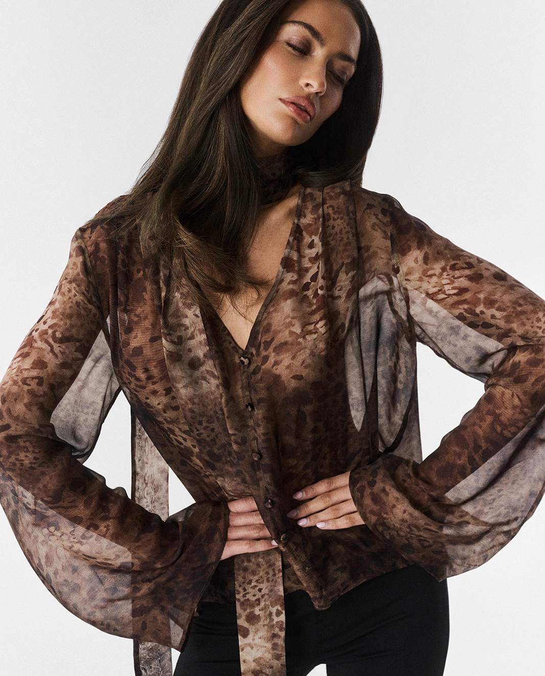 Koszula z wiskozy i jedwabiu Aude Leopard - Image #1