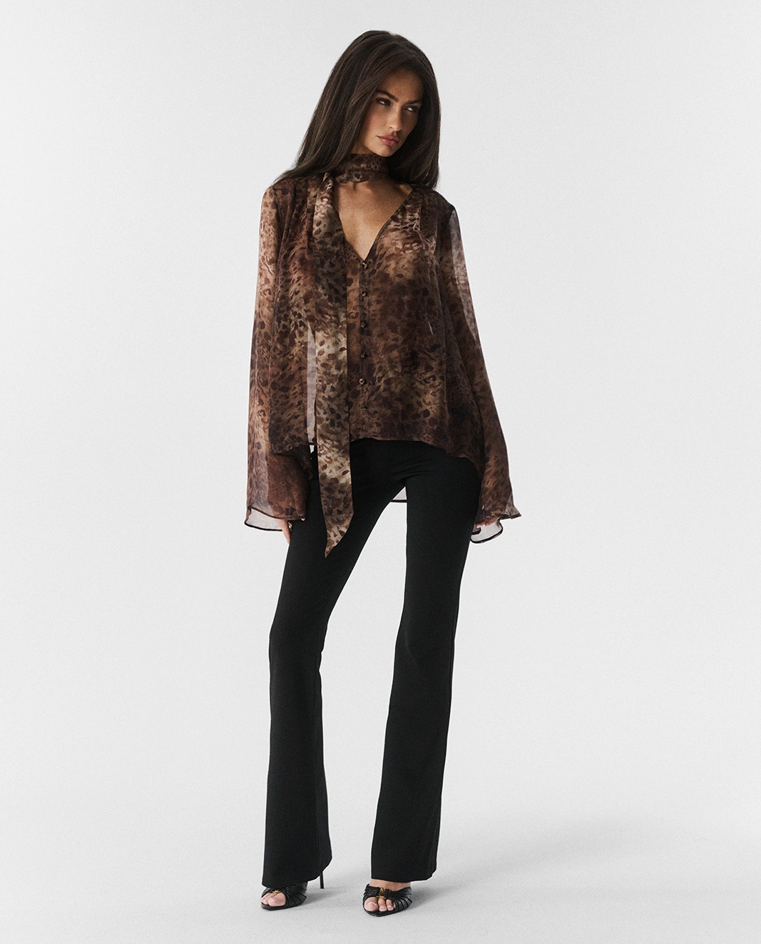 Koszula z wiskozy i jedwabiu Aude Leopard - Image #3