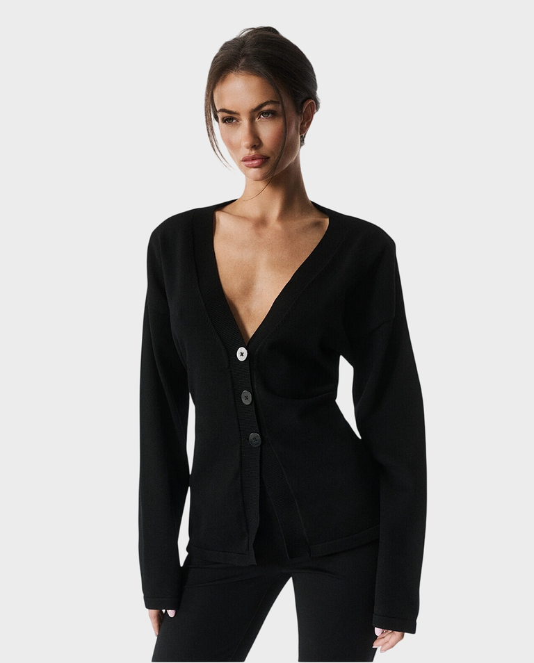 Czarny kardigan z dekoltem Yvette