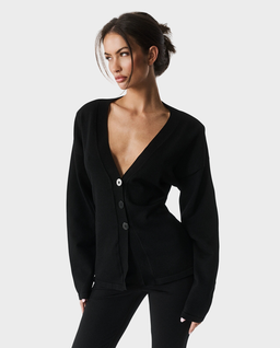 Czarny kardigan z dekoltem Yvette - Image #1