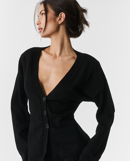Czarny kardigan z dekoltem Yvette - Image #2