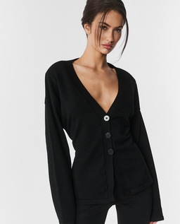 Czarny kardigan z dekoltem Yvette - Image #3
