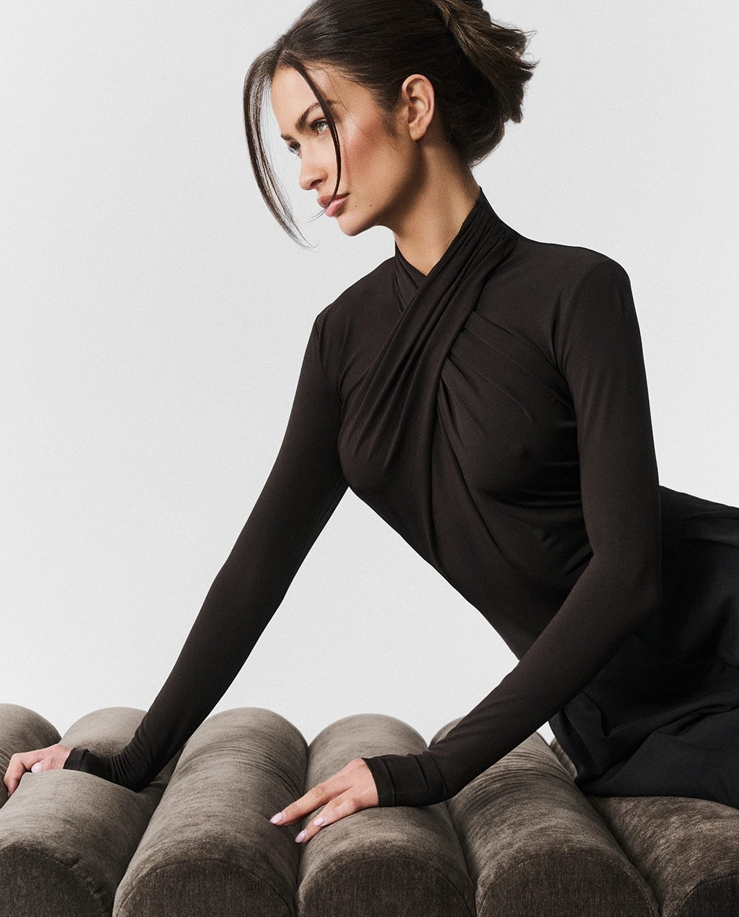 Brązowe body z wiskozy Jade - Image #0