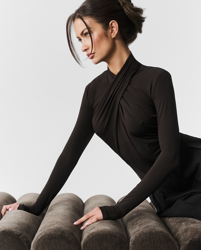 Brązowe body z wiskozy Jade