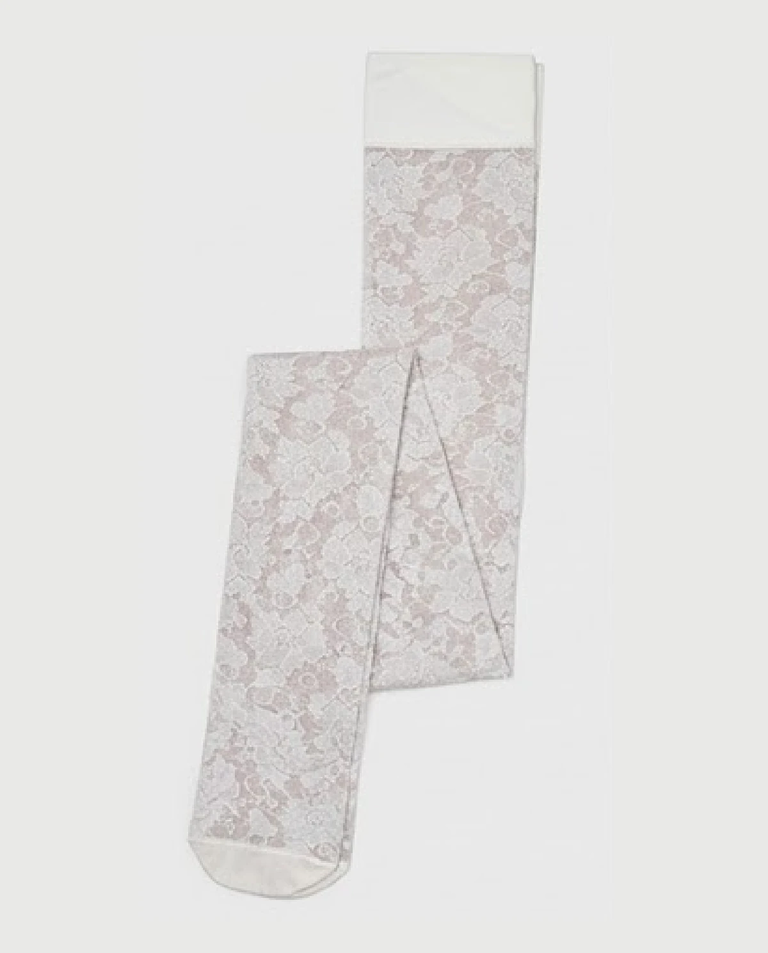 Białe koronkowe rajstopy Lily - Image #3