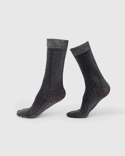 Czarne błyszczące skarpetki Ines - Image #2