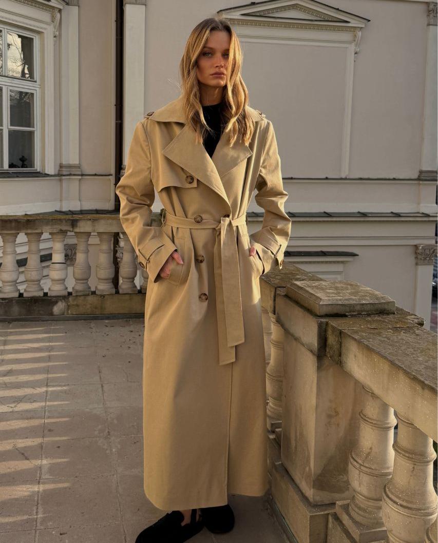 Długi beżowy trencz Venice - Image #11