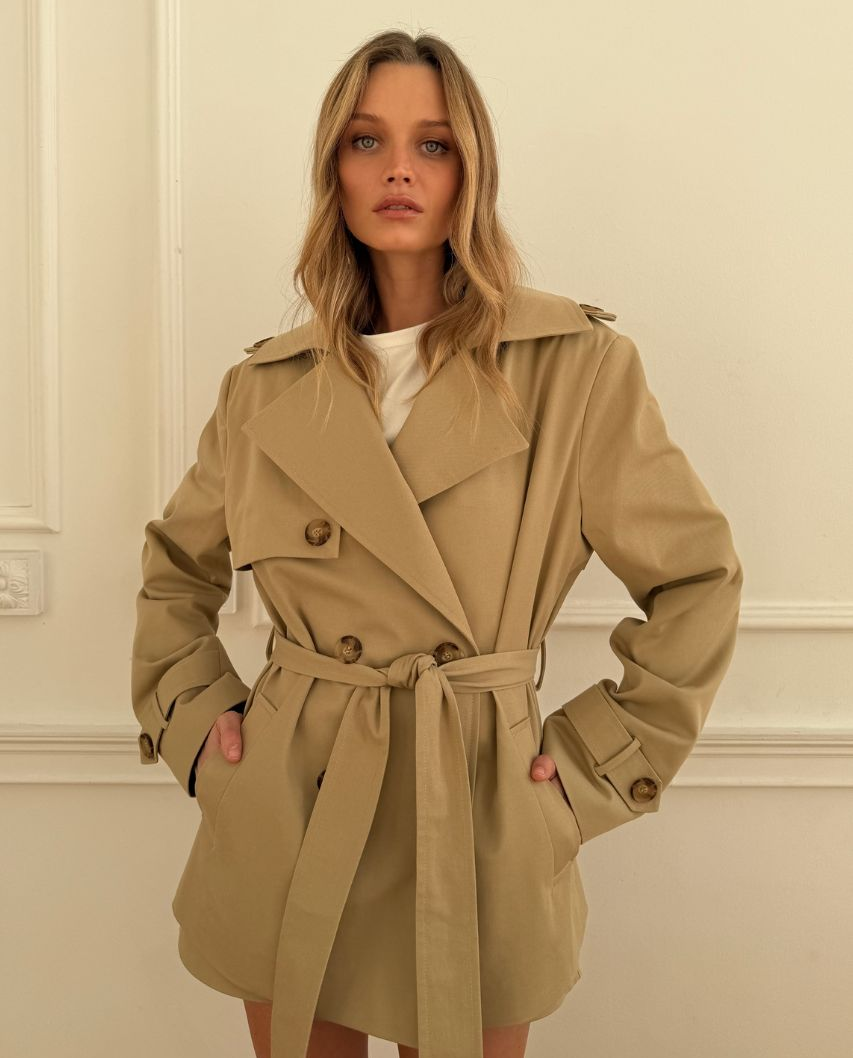 Krótki beżowy trencz Venice - Image #4