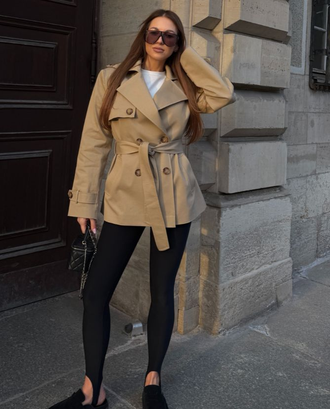 Krótki beżowy trencz Venice - Image #6