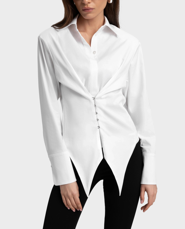 Biała koszula z haftkami Valora - Image #2