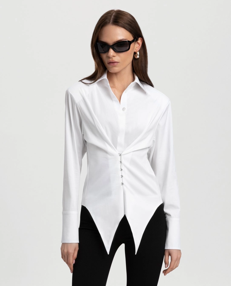 Biała koszula z haftkami Valora