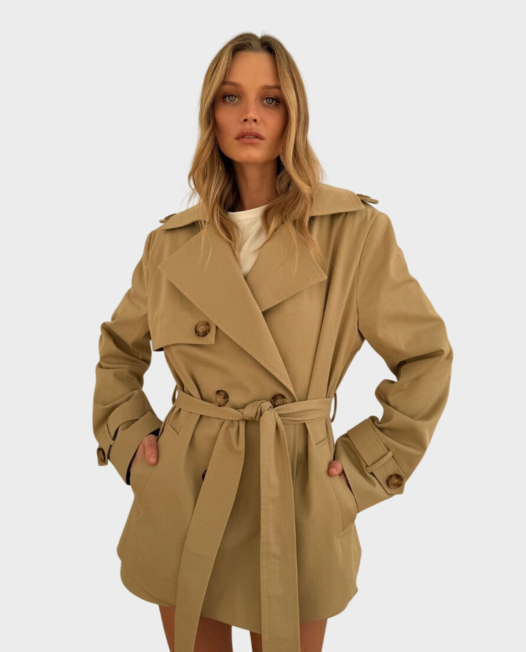 Krótki beżowy trencz Venice