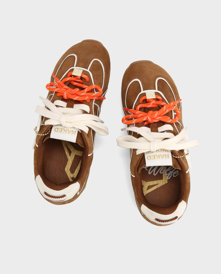 Zamszowe sneakersy Adored Tan/White Suede - Image #3