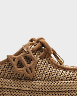 Ciemnobeżowe chodaki z rafii na platformie Blizzard - Image #1