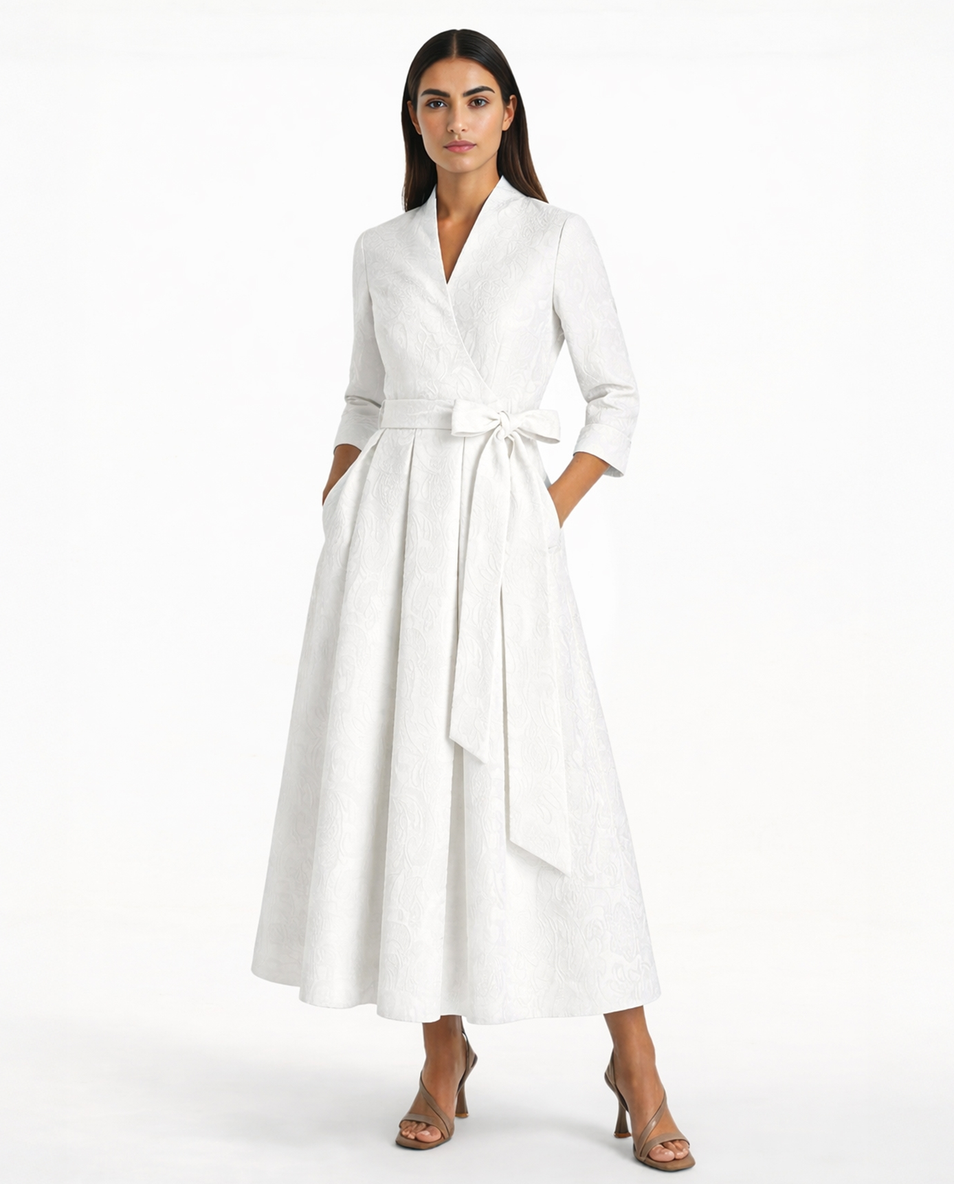 Żakardowa biała sukienka Yoko - Image #0