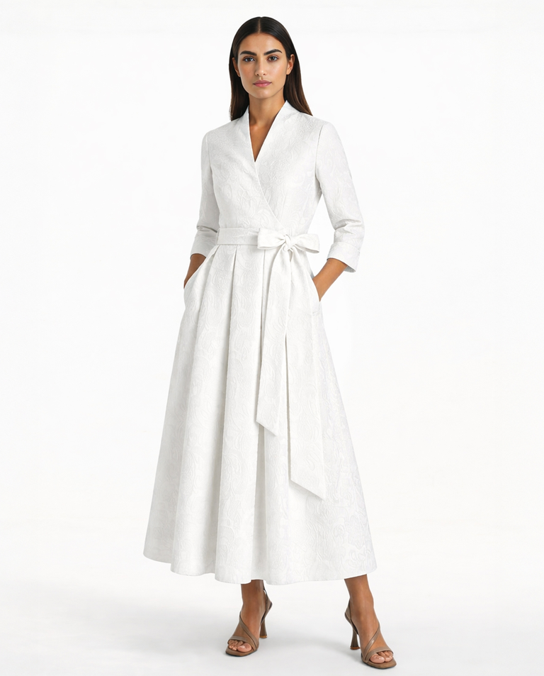 Żakardowa biała sukienka Yoko