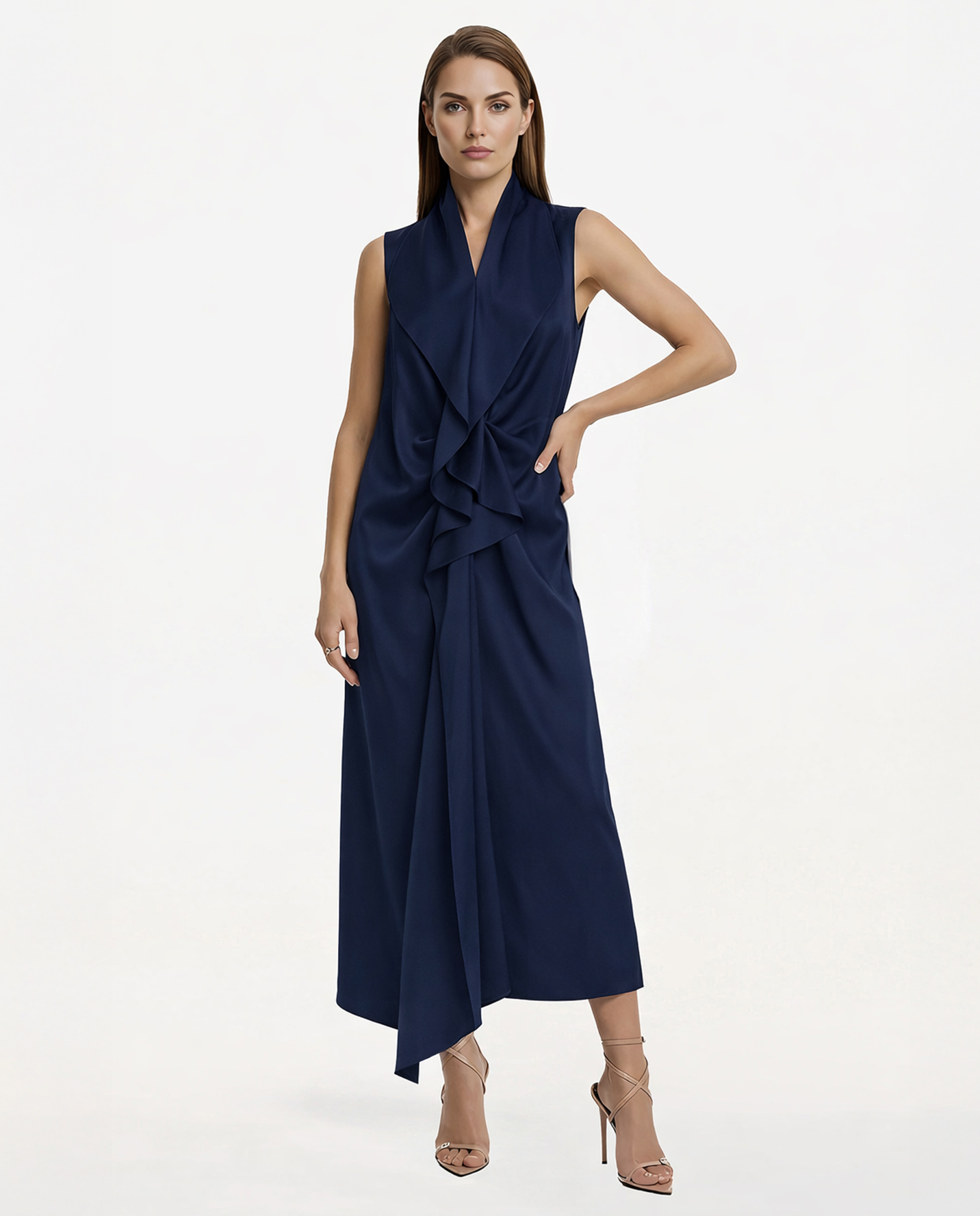 Granatowa sukienka z drapowaniem Sorella - Image #0