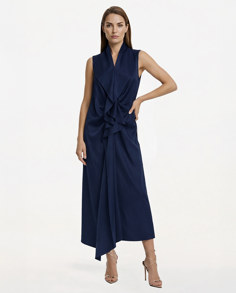 Granatowa sukienka z drapowaniem Sorella