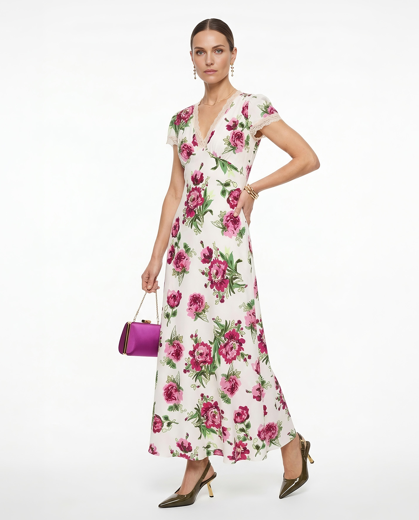 Biała sukienka w kwiaty Polone - Image #1