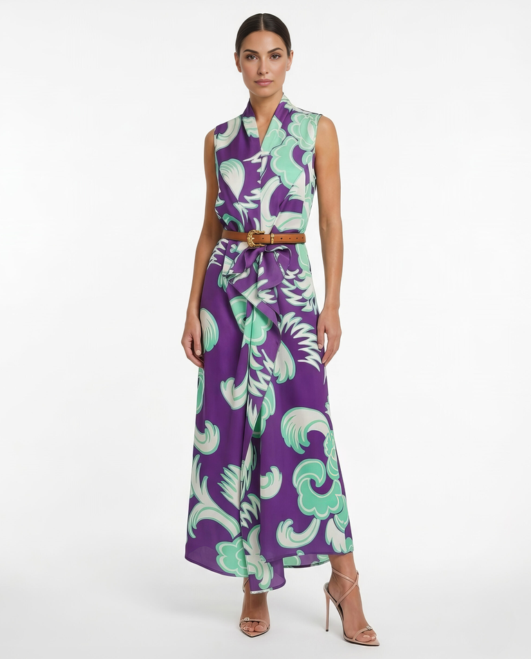 Fioletowa sukienka z jedwabiu Sorella